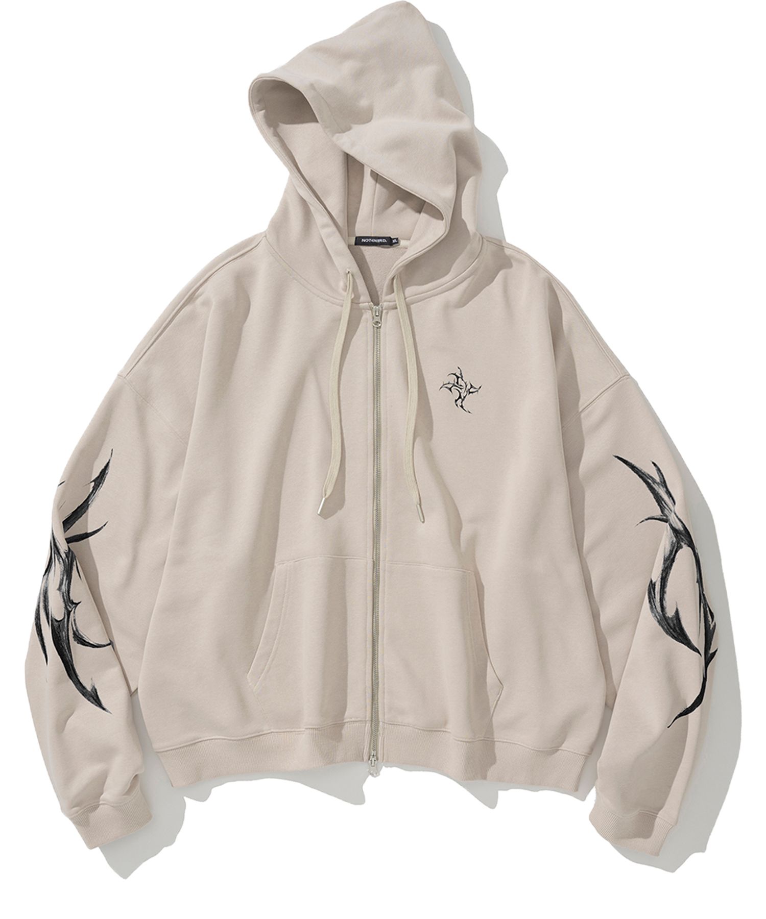 韓国発!【NOT4NERD】Dagger Tribal Logo Hood Zip Up MUSINSA | NOT4NERD Dagger Tribal Logo Hood Zip Up - Grey