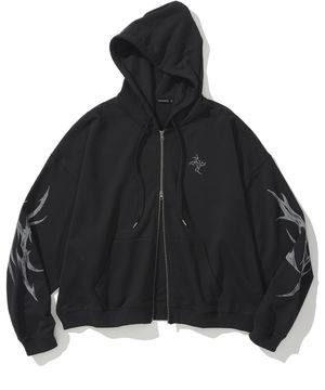 Dagger Tribal Logo Hood Zip Up - Black
