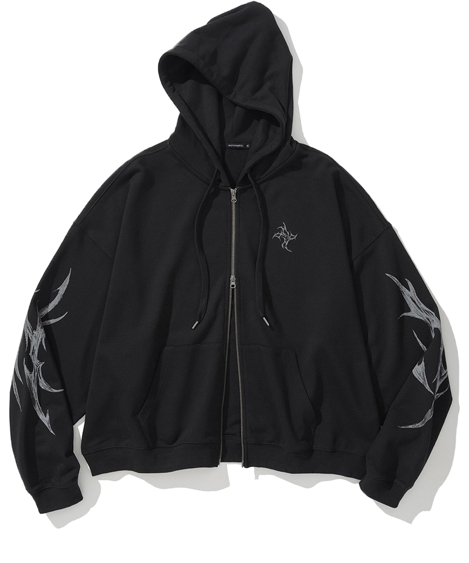2WAY SWEAT ZIP-UP HOODIE (BLACK)