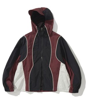 Colour Block Nylon Windbreaker Jacket - Black