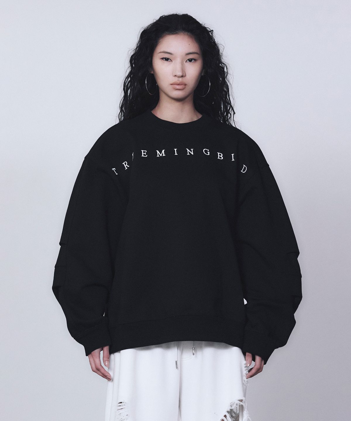 트리밍버드(TREEMINGBIRD) Horizon Logo Sweat Shirt [ Black ]