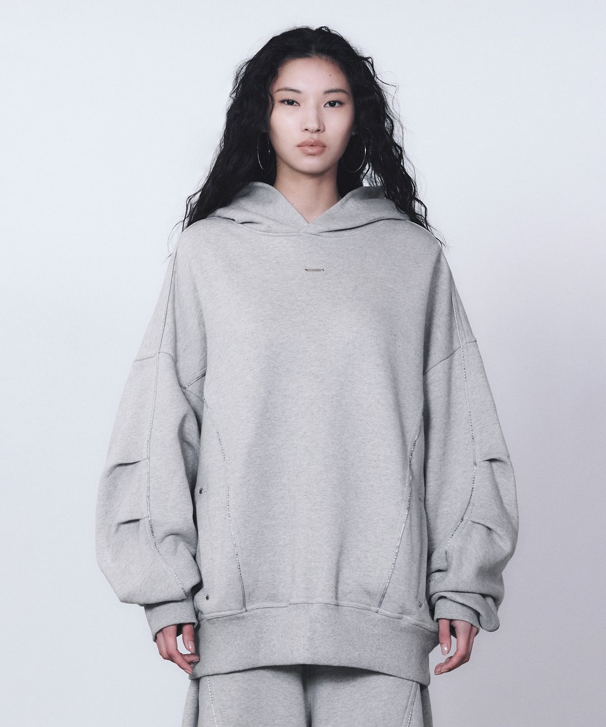 트리밍버드(TREEMINGBIRD) TMB Logo Piping Hoodie [ Melange Gray ]