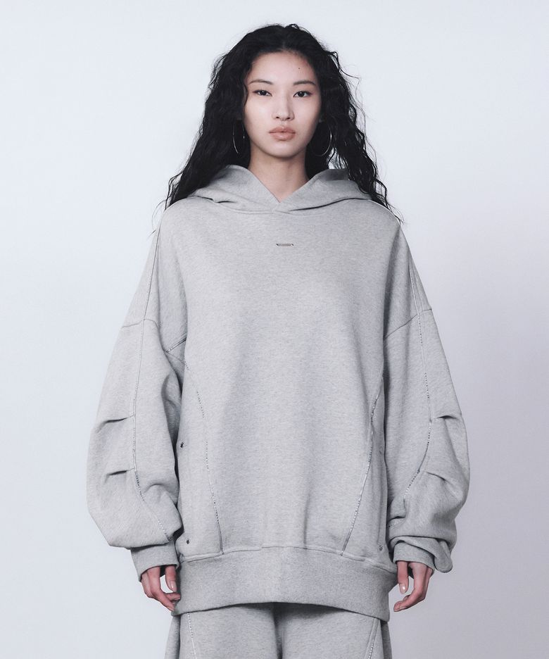 TMB Logo Piping Hoodie [ Melange Gray ]