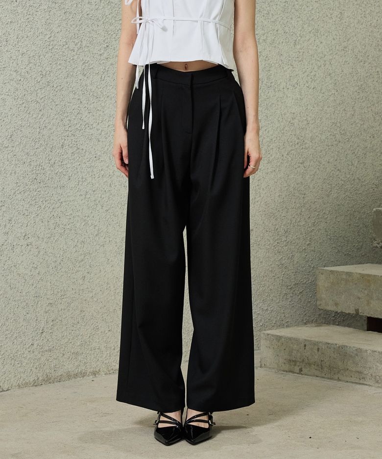TOMO WIDE SLACKS / BLACK