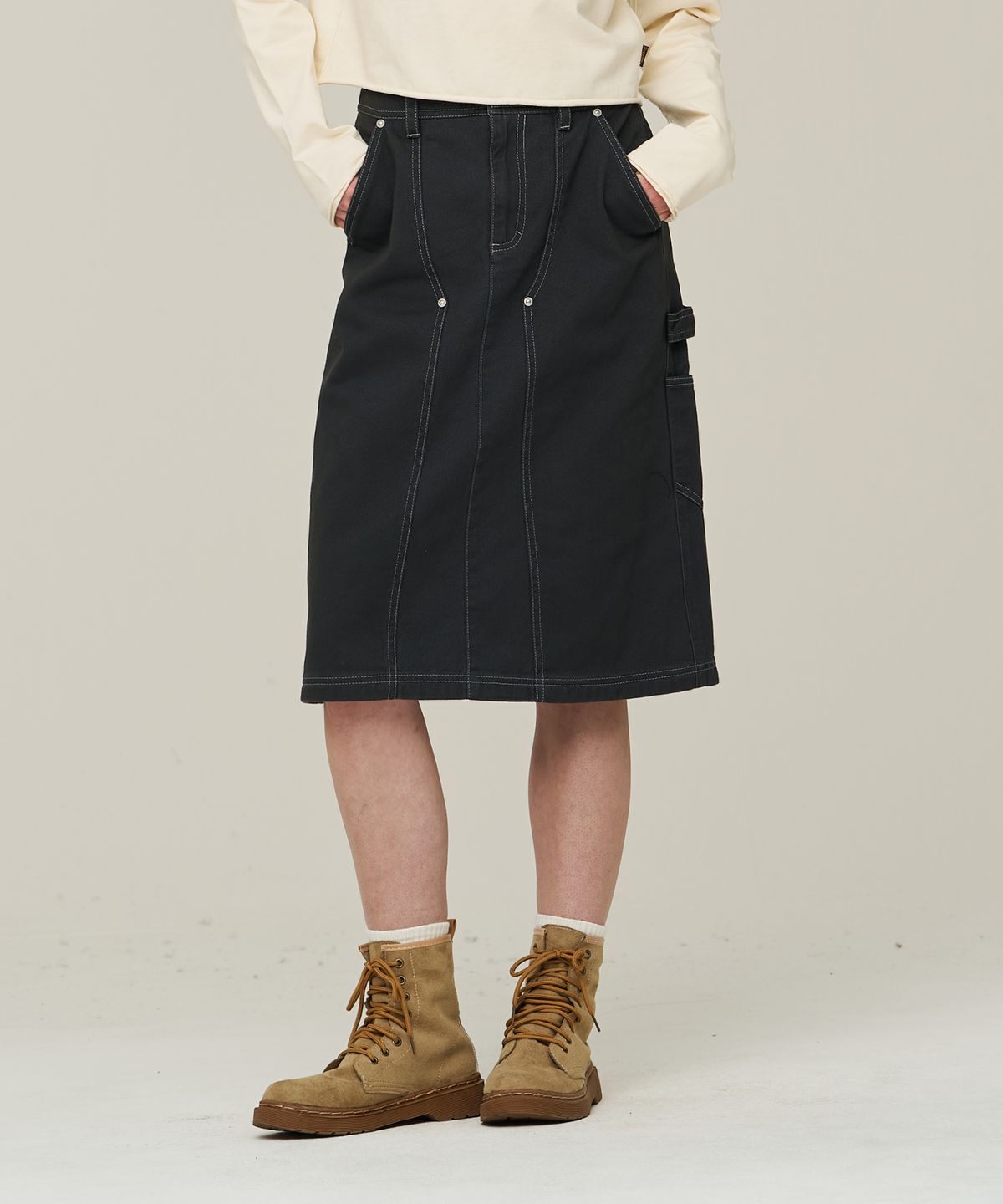 슈퍼드라이(SUPERDRY) W 롱 카펜터 스커트 챠콜