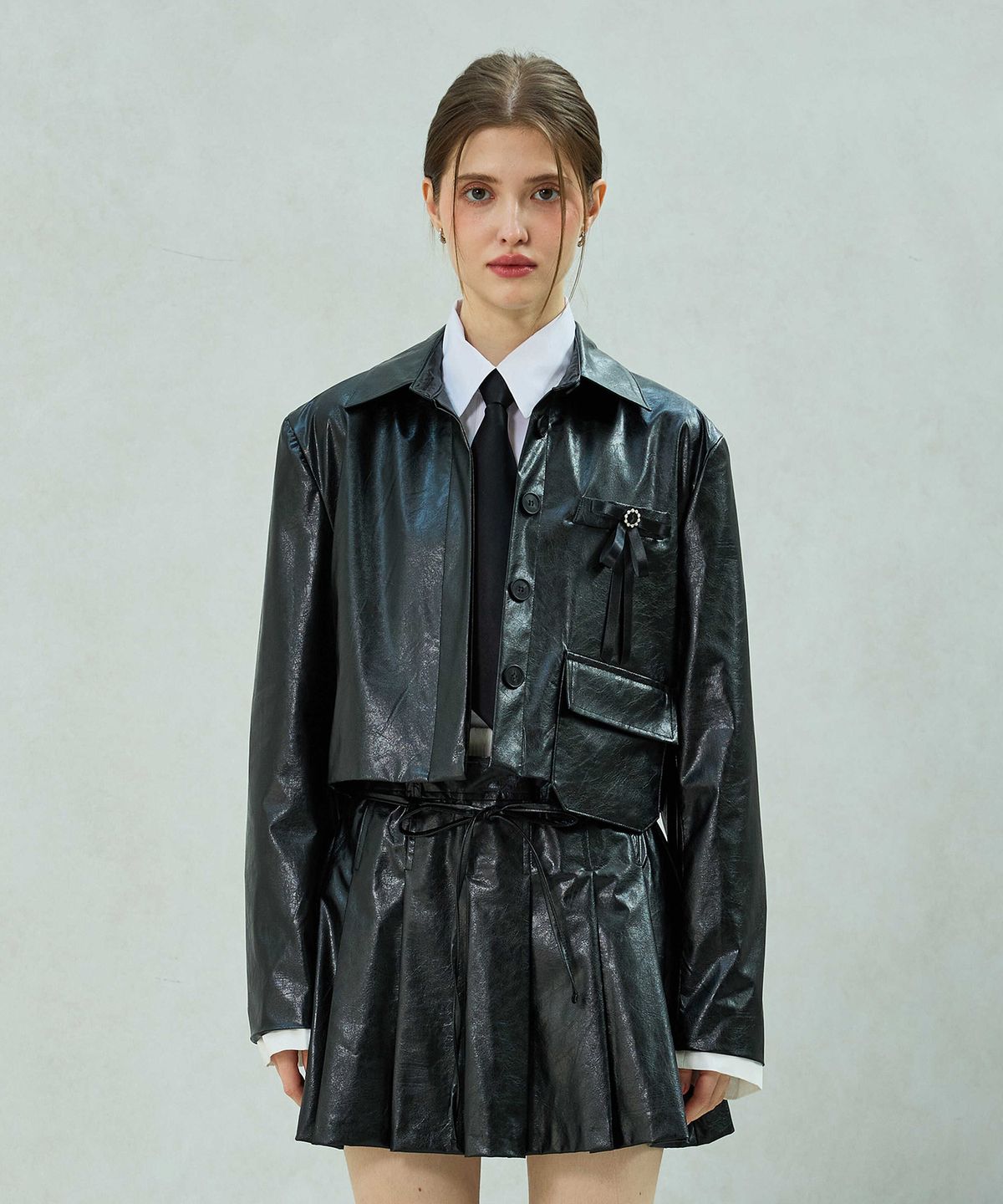 아리킴(ARIKIM) MOLLY LEATHER CROP JACKET / BLACK