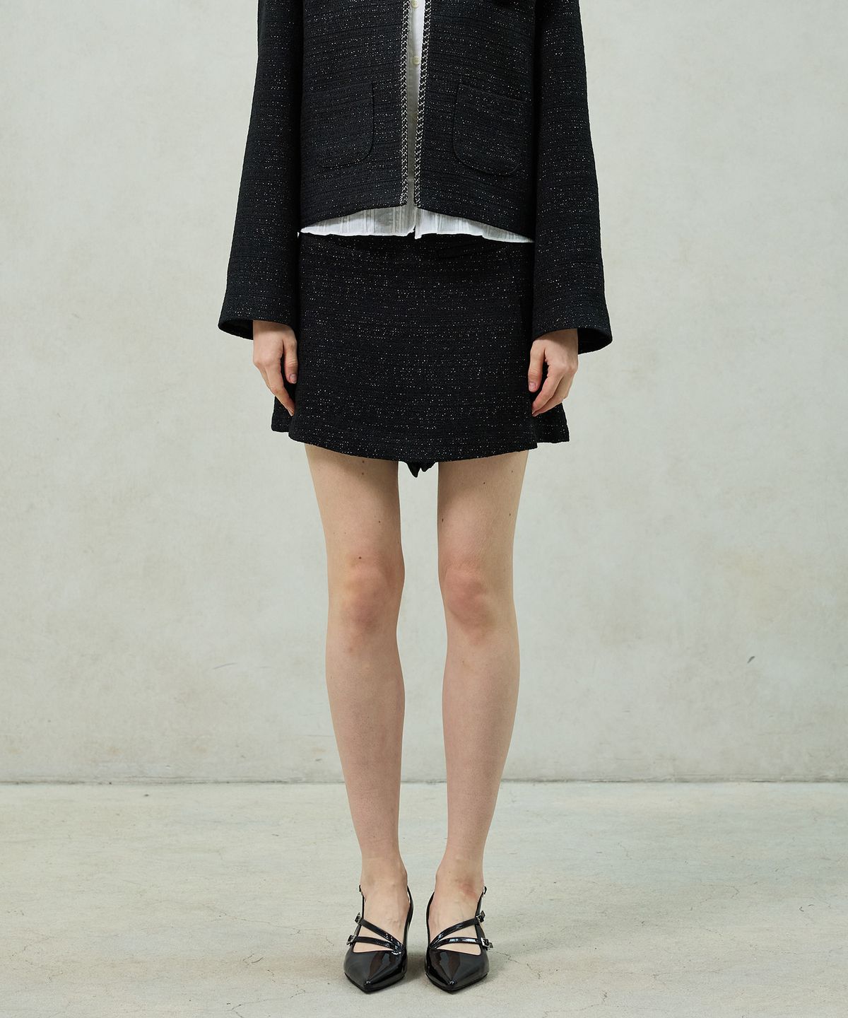 아리킴(ARIKIM) AGLOW TWEED SKIRT PANTS / BLACK