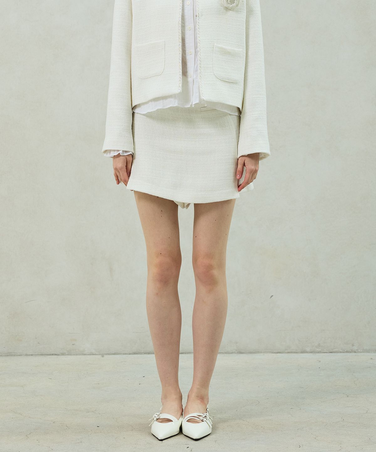 아리킴(ARIKIM) AGLOW TWEED SKIRT PANTS / WHITE