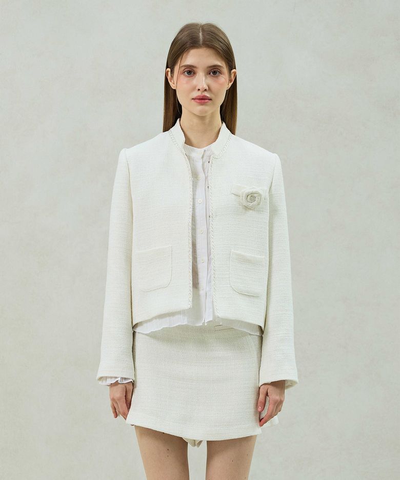 AGLOW TWEED JACKET / WHITE