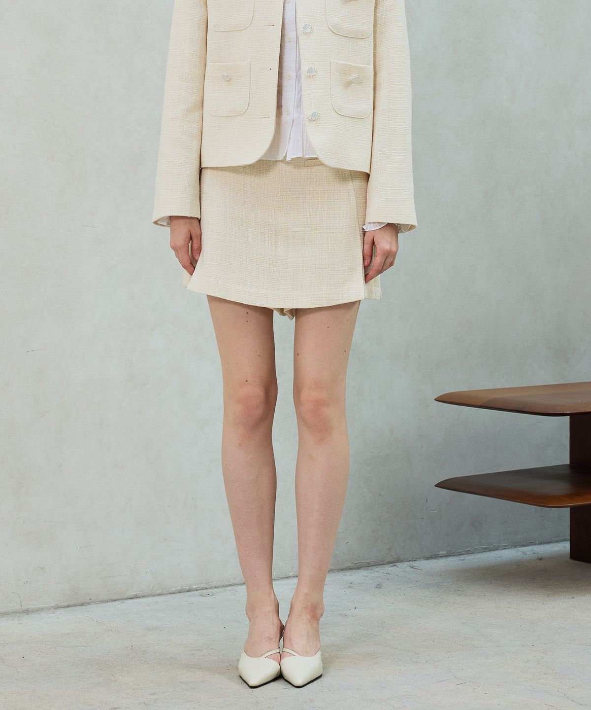 아리킴(ARIKIM) CHERISH TWEED SKIRT PANTS / WHITE