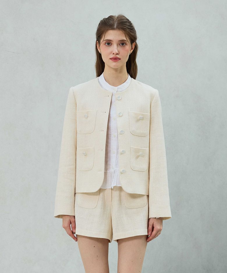 CHERISH TWEED JACKET / WHITE