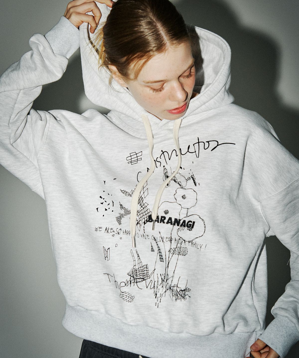 사라나기(SARANAGI) SE056-hoodie (white  melange)