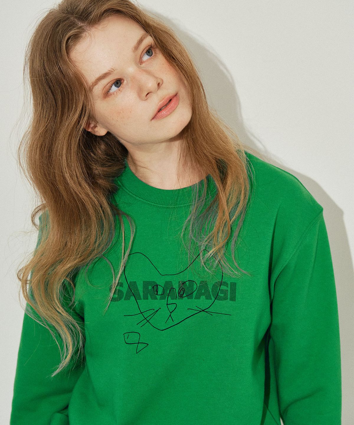 사라나기(SARANAGI) SE05811- crop sweatshirt (green)