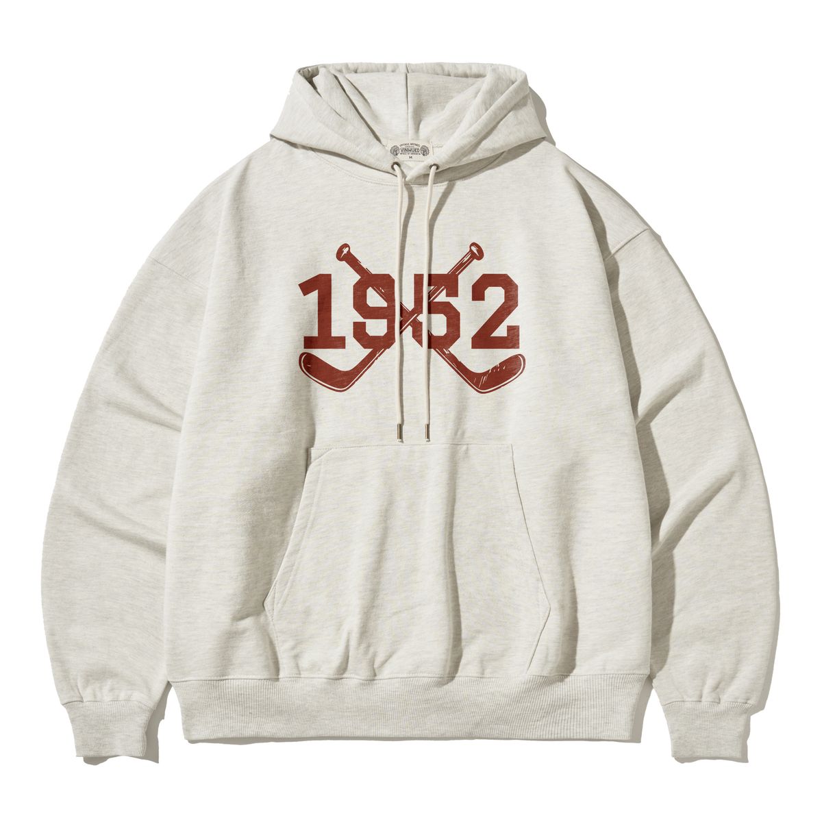 빈웨드(VINWUED) 1952 Hockey Team 하키 팀 레터링 빈티지 오트밀 오버핏 후드