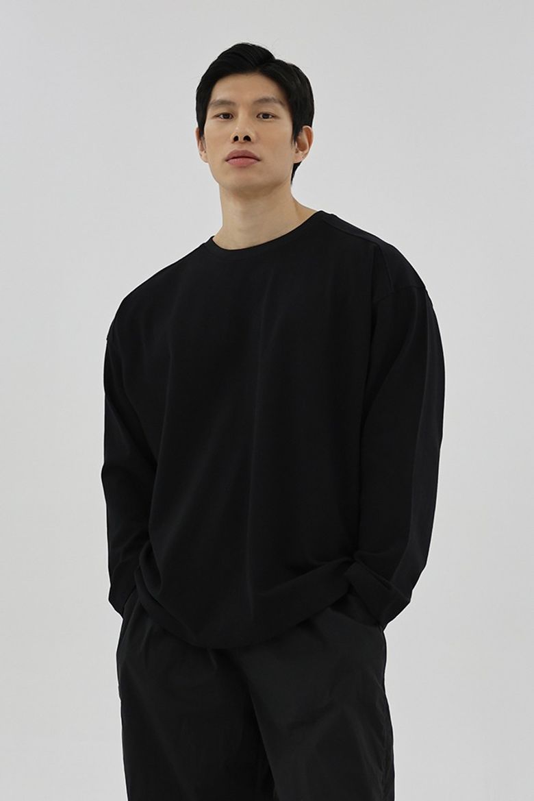 특양면 무지 긴팔티 블랙