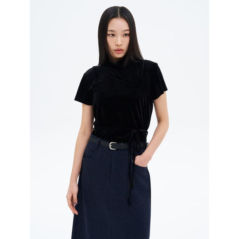 벨벳 레이어드탑  블랙