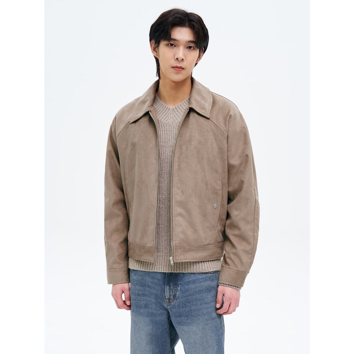 에잇세컨즈(8SECONDS) 페이크 스웨이드 패딩 블루종  베이지