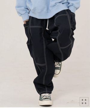 인터 카고 블록 롱 팬츠 블랙