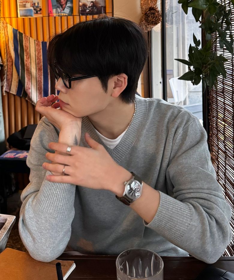 퓨어 코튼 브이넥 니트 [그레이]