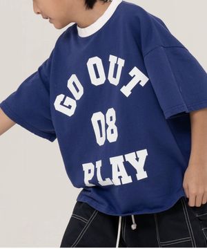 플레이 오버사이즈 그래픽 반팔티 블루