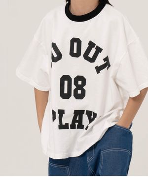 플레이 오버사이즈 그래픽 반팔티 화이트