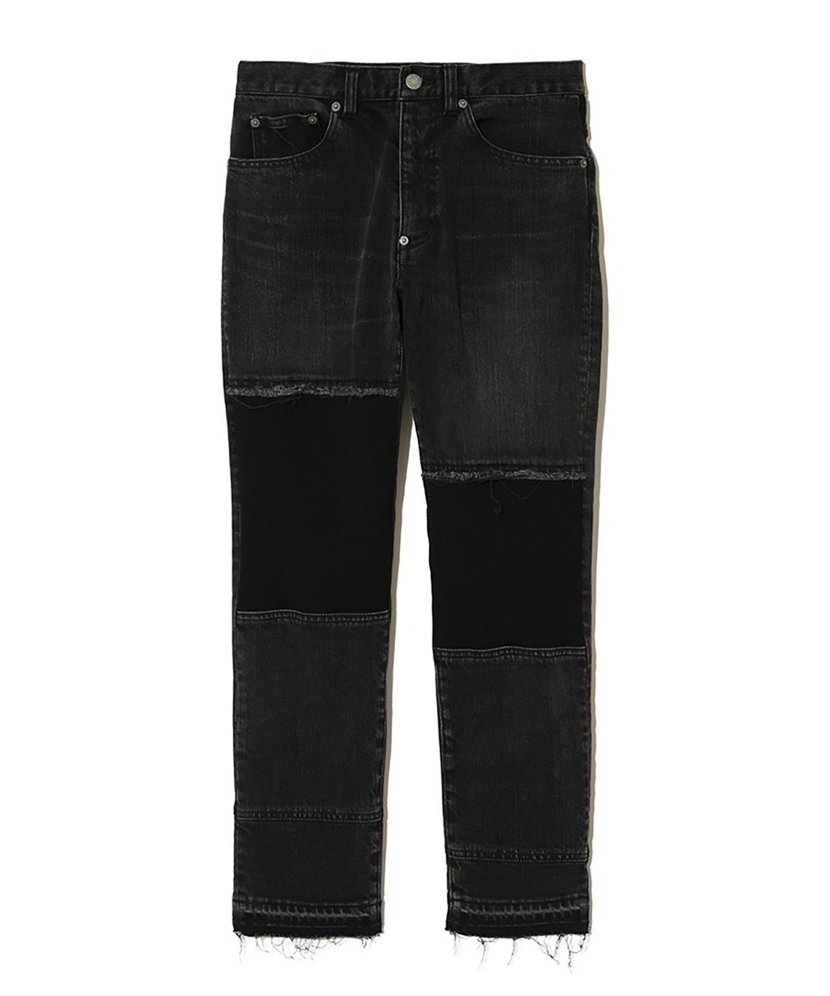 언더커버(UNDERCOVER) (W) 립 니트 스위칭 진 블랙 RIB KNIT SWITCHING JEANS BLACK