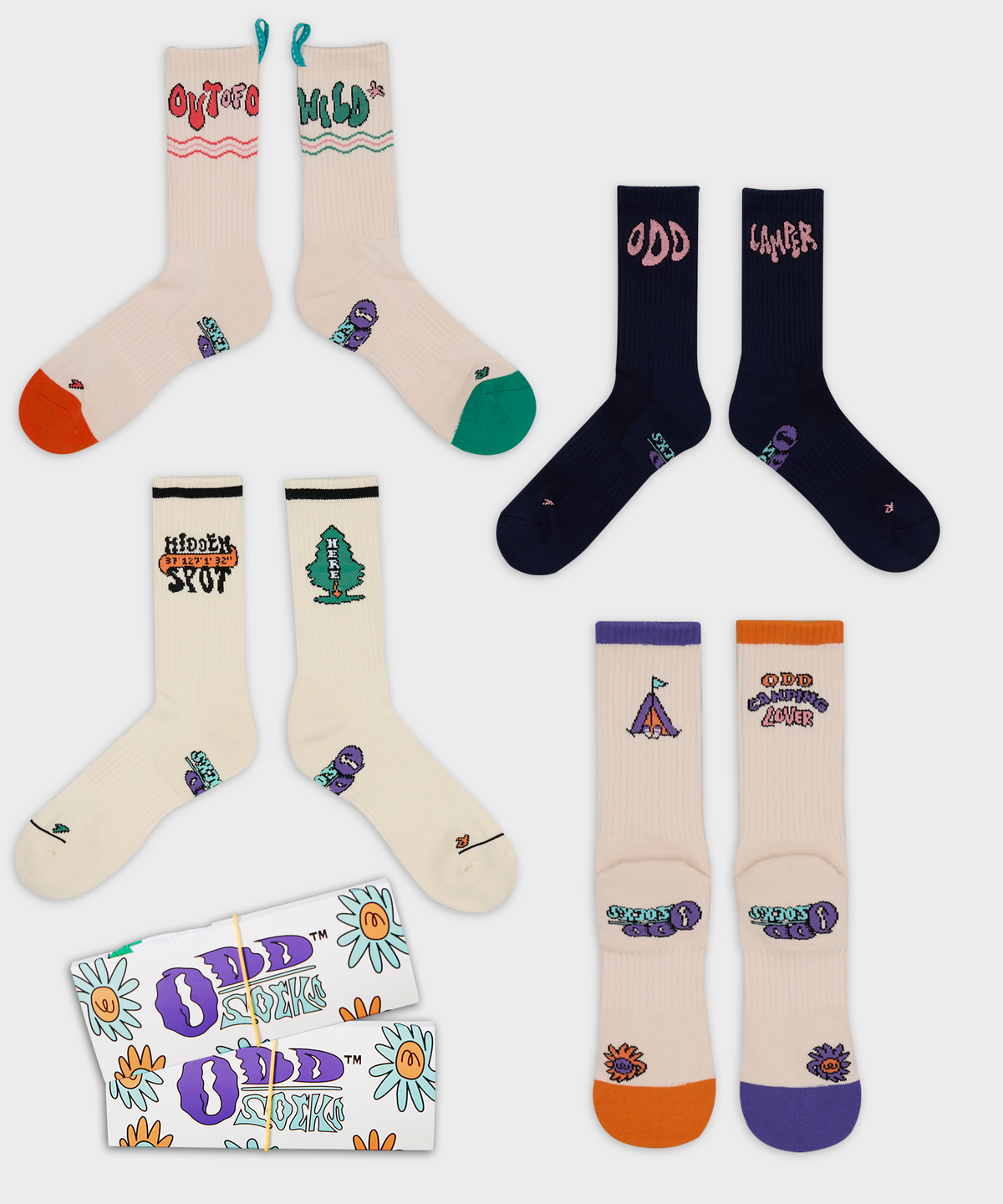 오드삭스(ODDSOCKS) [2PACK] 쿨맥스 아웃도어 등산 크루 삭스A 4종 택2