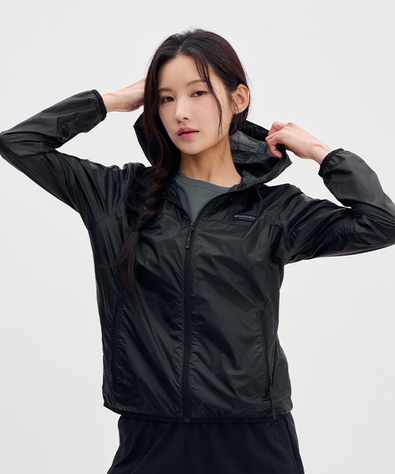 여성 초경량 립스탑 바람막이 (BLACK)