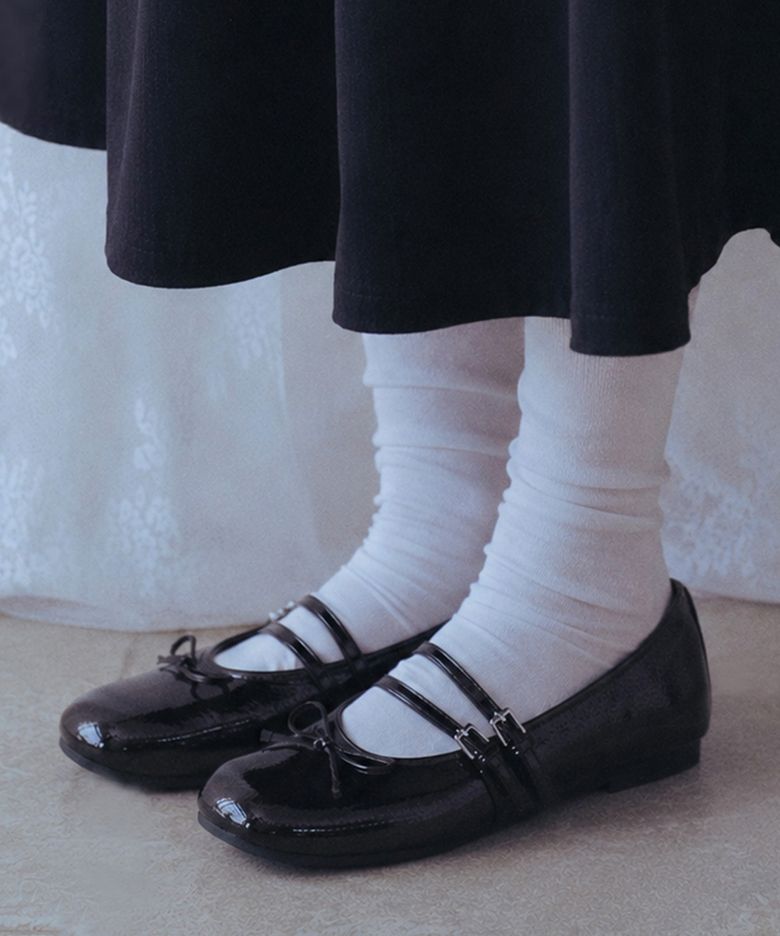 SQUARE TOE TWO STRAP MARYJANES(ENAMEL) - 5 colors