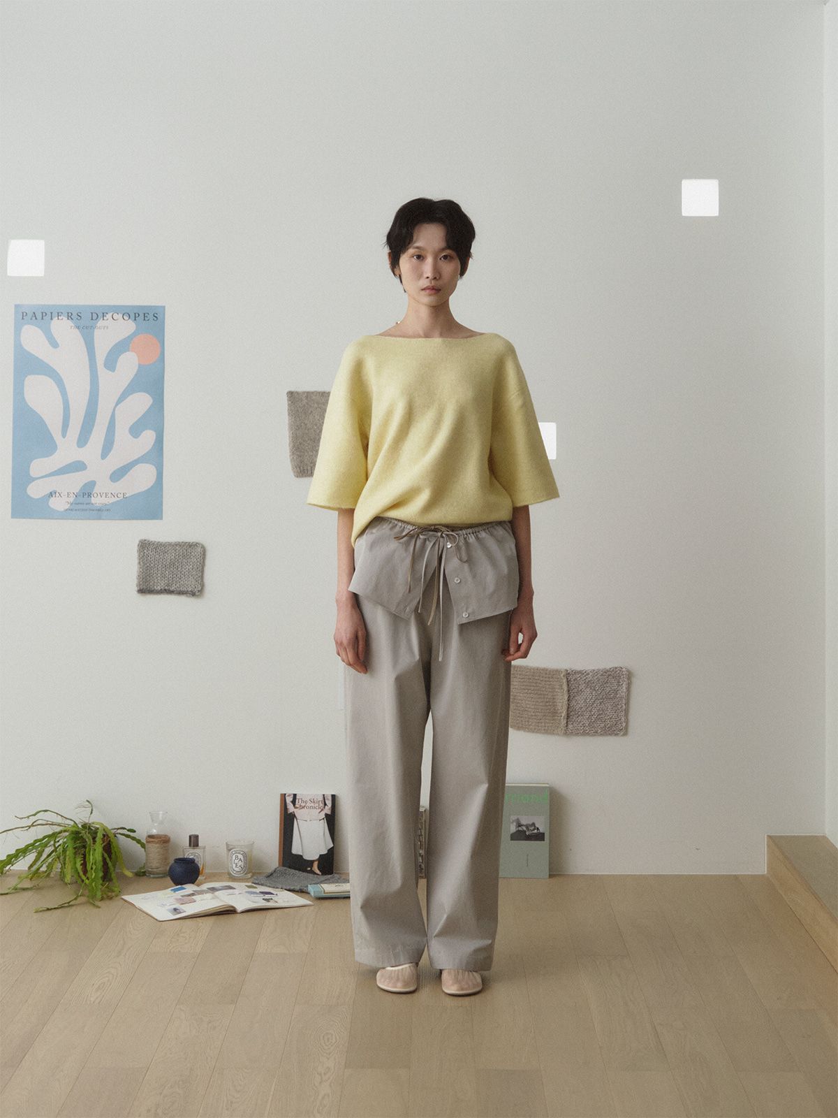 리플레인(REPLAIN) ITALIAN ALPACA KNIT TOP_LIGHT YELLOW