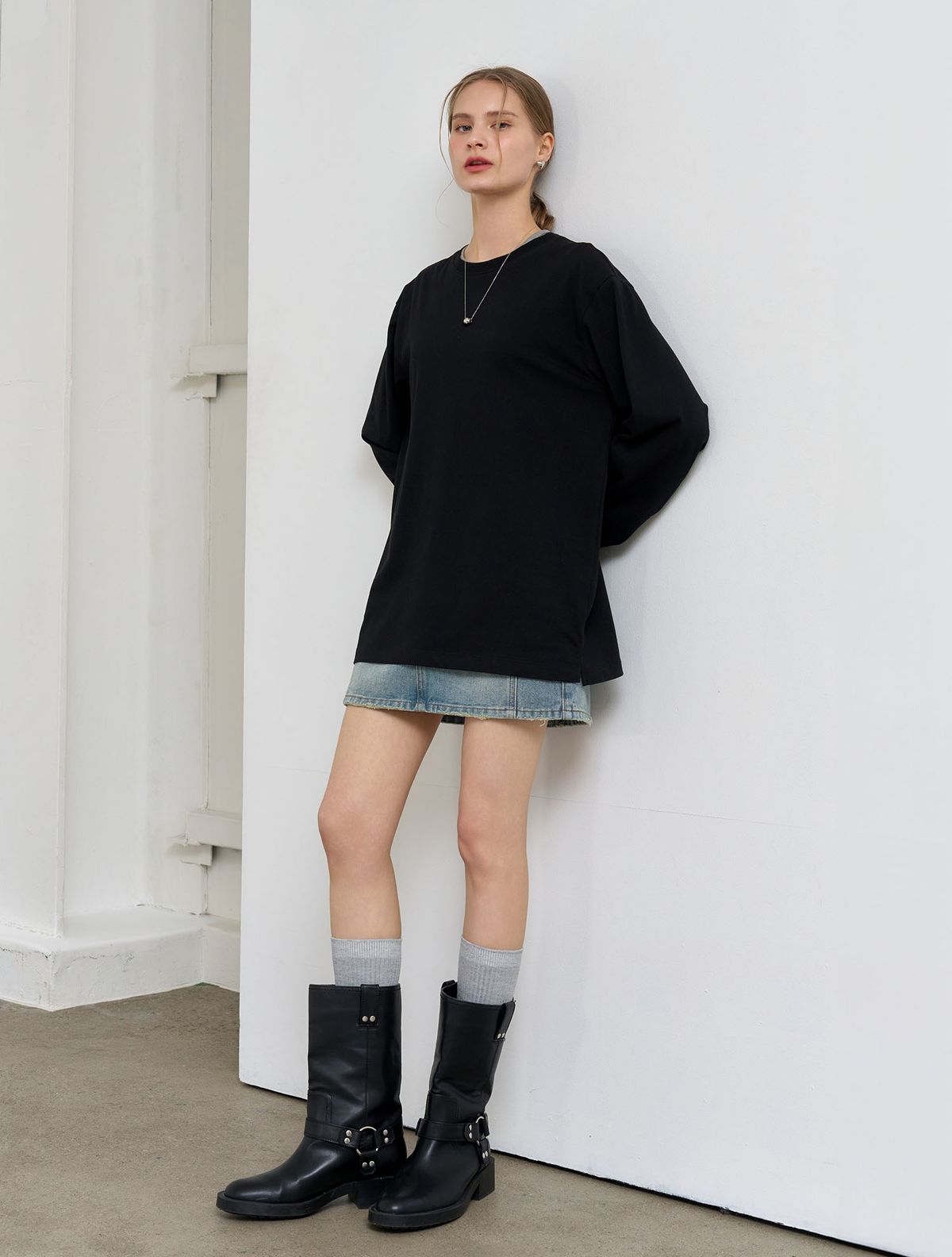제너럴아이디어(GENERALIDEA) UNISEX 쿨링 롱 슬리브 티 [BLACK] / SBE1U01004