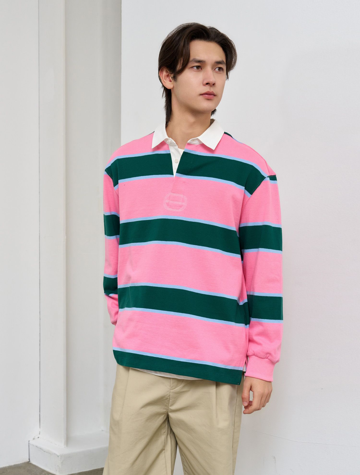 MUSINSA GENERAL IDEA UNISEX Classic Rugby T-Shirt [PINK