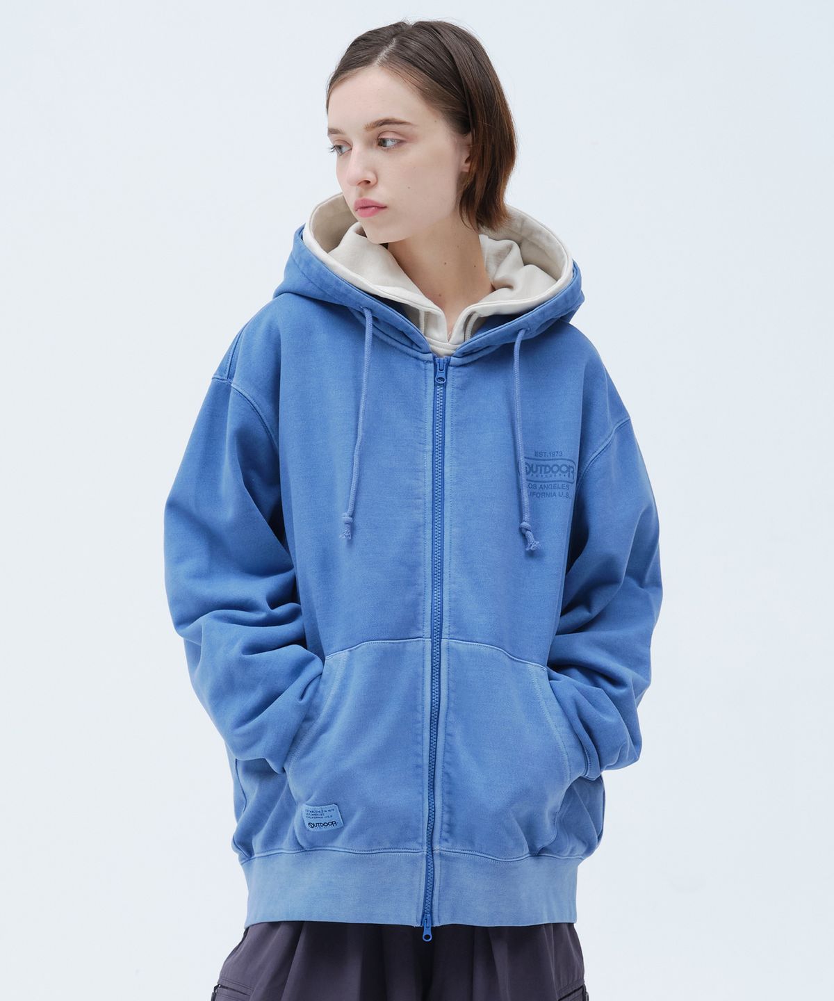 아웃도어 프로덕츠(OUTDOOR PRODUCTS) PIGMENT DYE HOOD ZIP-UP (BLUE)