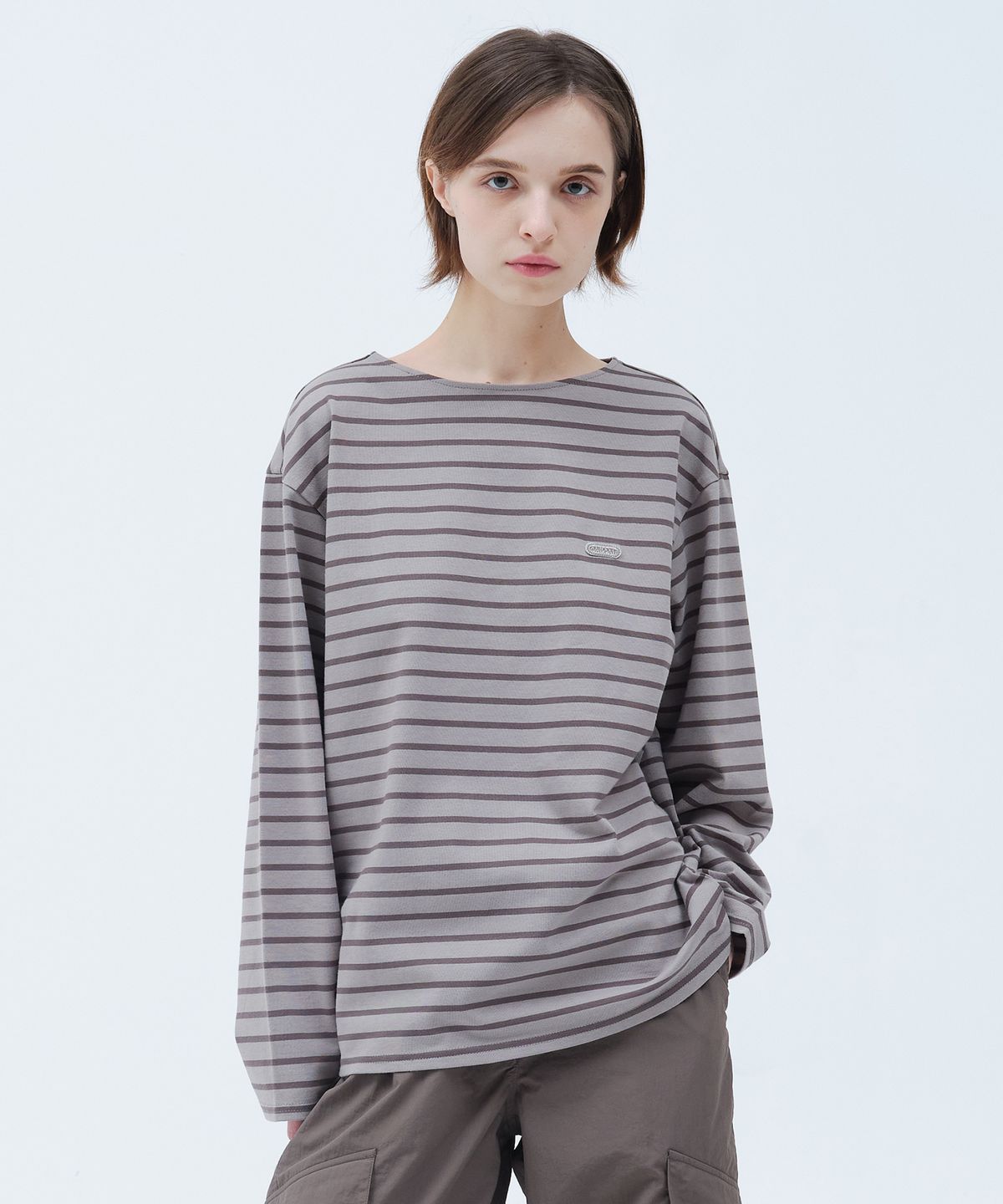 아웃도어 프로덕츠(OUTDOOR PRODUCTS) STRIPE BOATNECK LONG SLEEVE SHIRT (KHAKI)