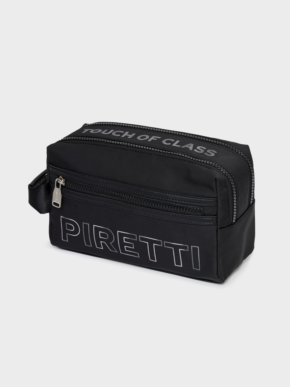 피레티(PIRETTI) 더블탑 지퍼 파우치_Black