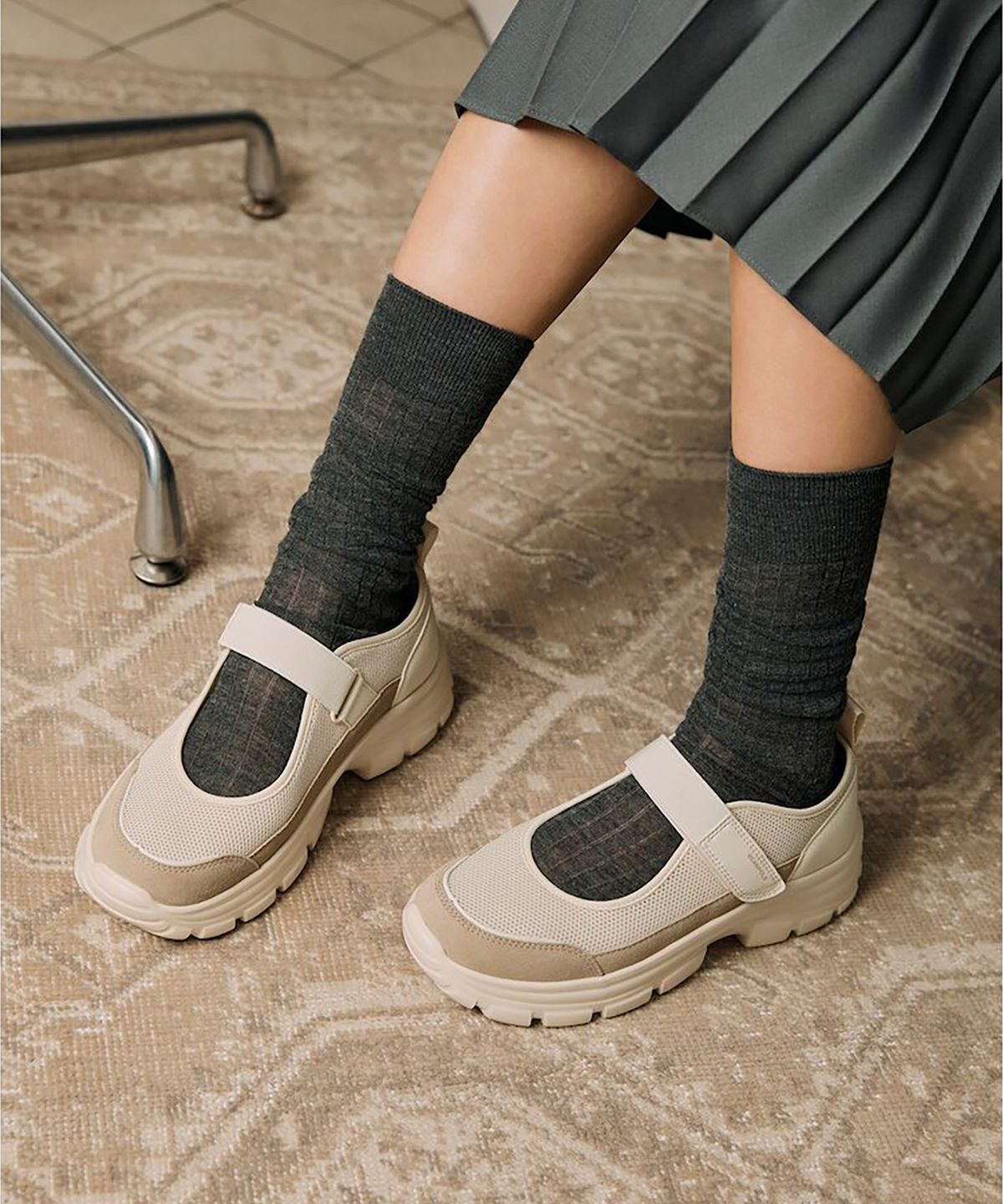 빈폴 액세서리(BEANPOLE ACCESSORY) 메시 플랫폼 스니커즈 - 베이지