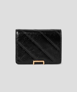 노라 퀼팅 2단 명함지갑 - 블랙