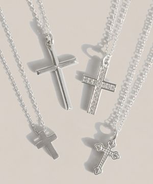 925 실버 큐빅 민자 십자가 목걸이