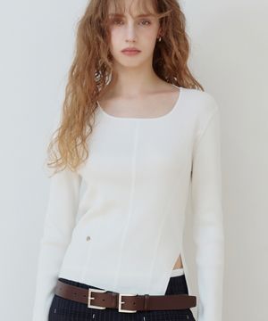 스트랩 스퀘어 넥 니트 IV