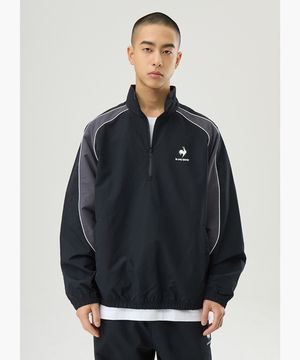 컬러블록 하프집업 아노락 자켓 - 블랙(QQ123LJK22)