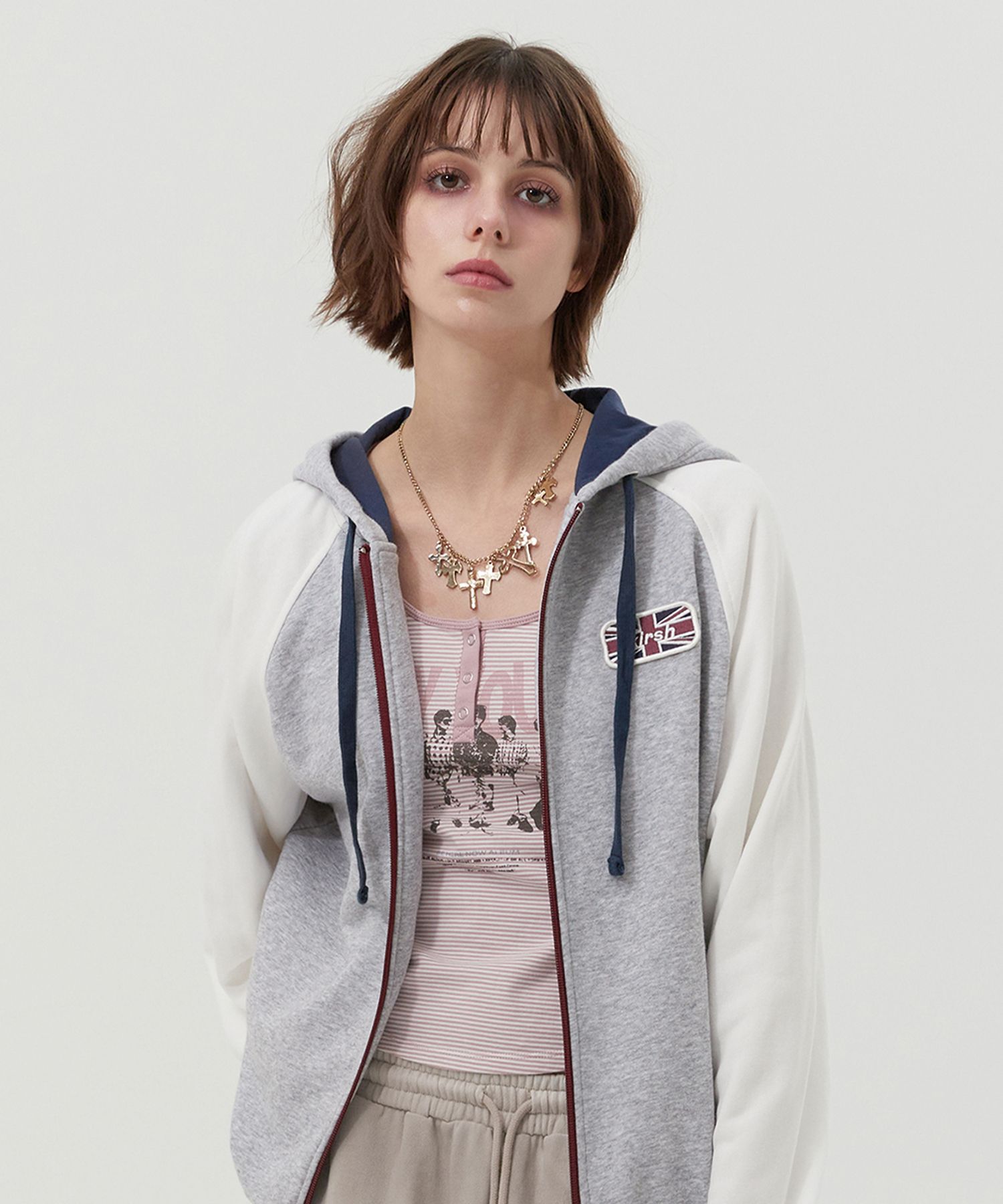 [KIRSH] COLOR BLOCK RAGLAN HOODIE ZIP UP★ジップアップ MUSINSA公式 | KIRSH Color Block Raglan Hooded Zip-Up
