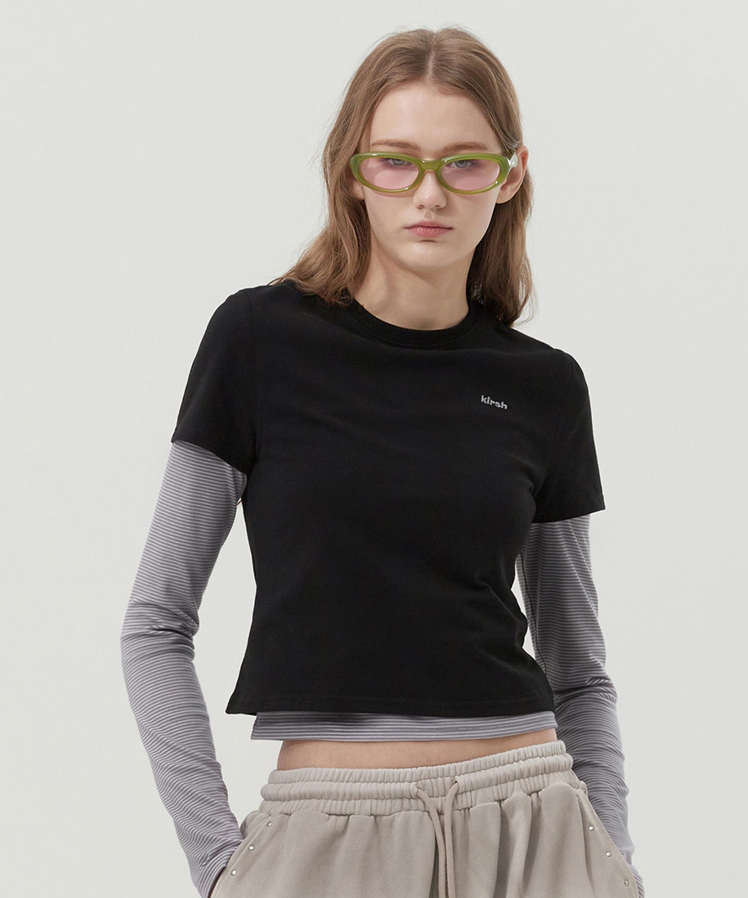 ★KIRSH★ Striped Layered T-shirt Two Pack Dark Navy MUSINSA | KIRSH Striped Layered T-Shirt Two-Pack [Dark Navy]