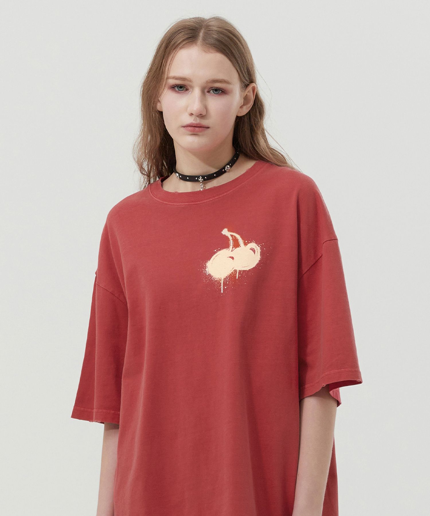 ★2025SS新作★KIRSH★MELTING CHERRY PIGMENT WASHING T-SHIRT MUSINSA | KIRSH Melting Cherry Pigment Washing T-shirt [Red]