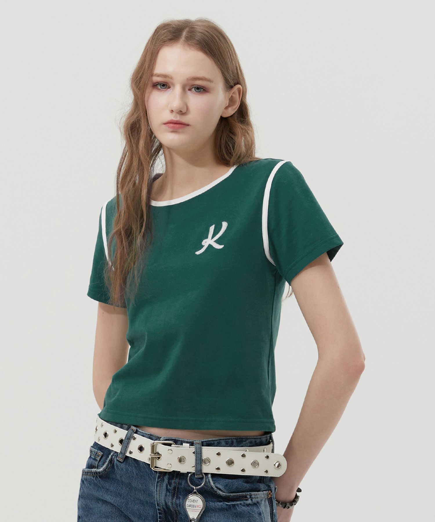 ☆KIRSH☆ graphic ringer t-shirt green MUSINSA | KIRSH Graphic Ringer T-Shirt [Green]