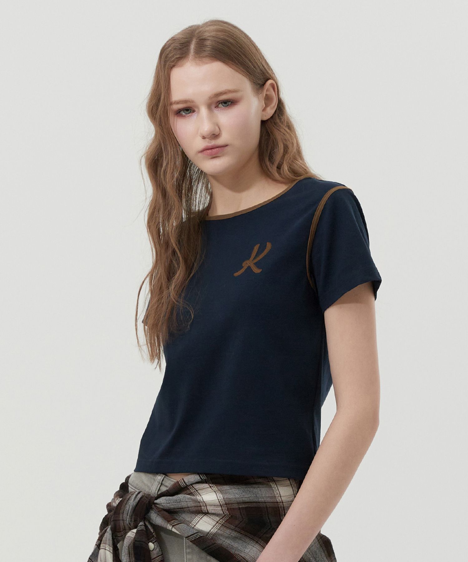 ★KIRSH★ Graphic Ringer T-Shirt Navy MUSINSA | KIRSH Graphic Ringer T-Shirt [Navy]