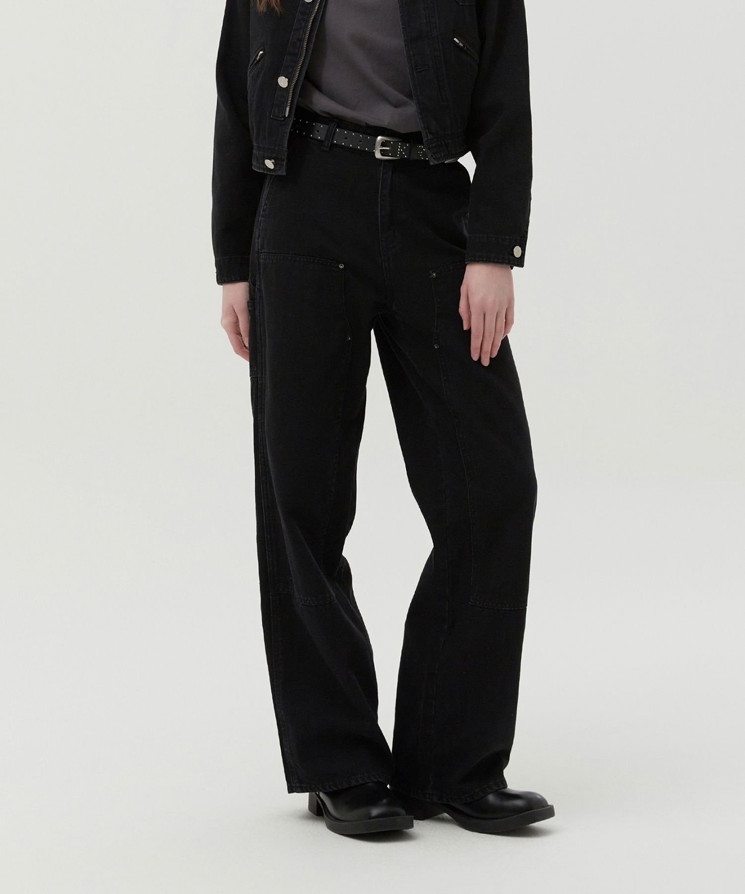★2025SS新作★KIRSH★CARPENTER WIDE FIT DENIM PANTS MUSINSA | KIRSH Carpenter Wide Fit Denim Pants [Black]