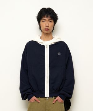 Binding Panel Hoodie Zip-Up