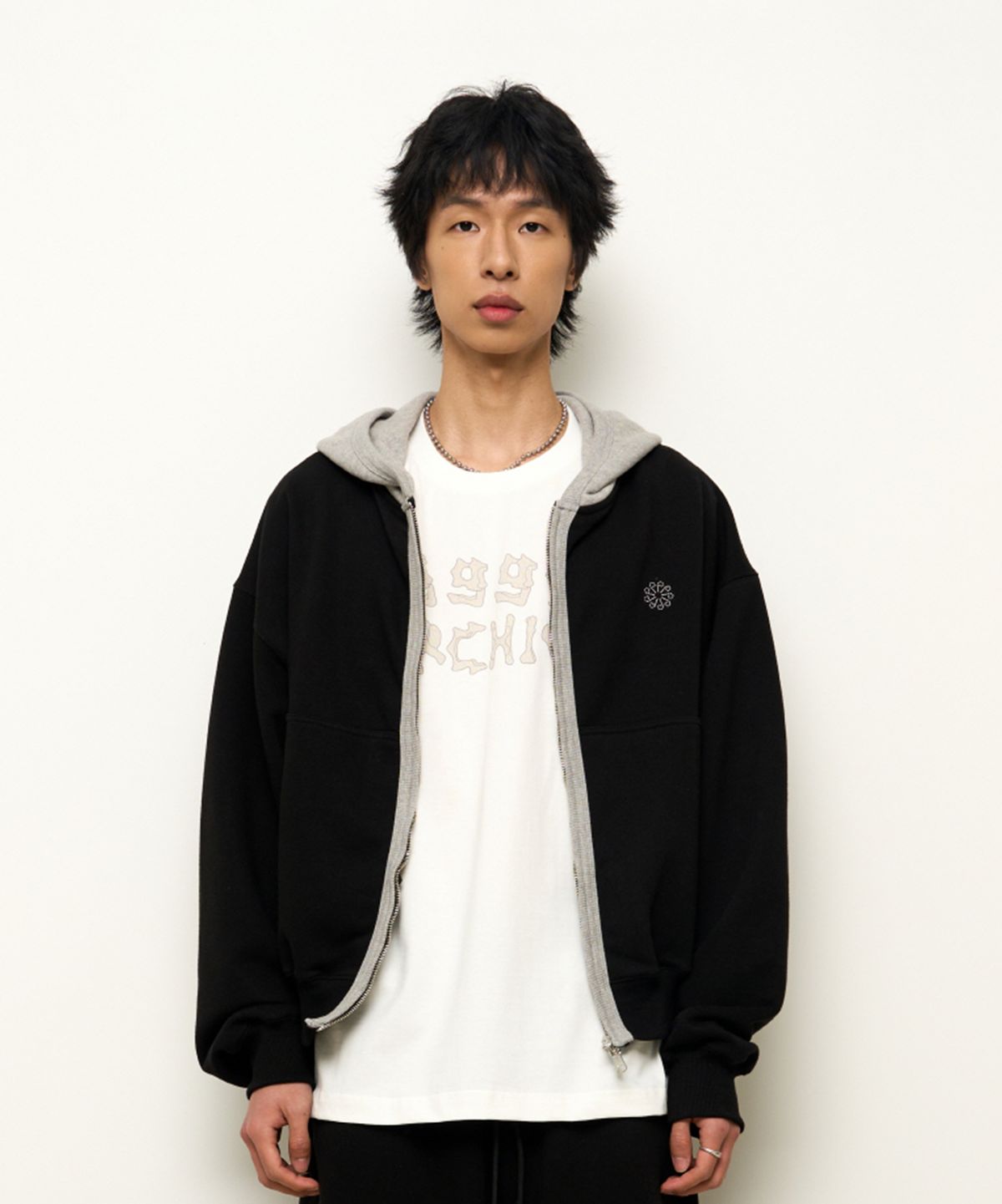 9999아카이브(9999ARCHIVE) Binding Panel Hoodie Zip-Up