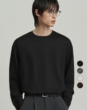 레스티드 세미 오버핏 라운드넥 니트 (4color)
