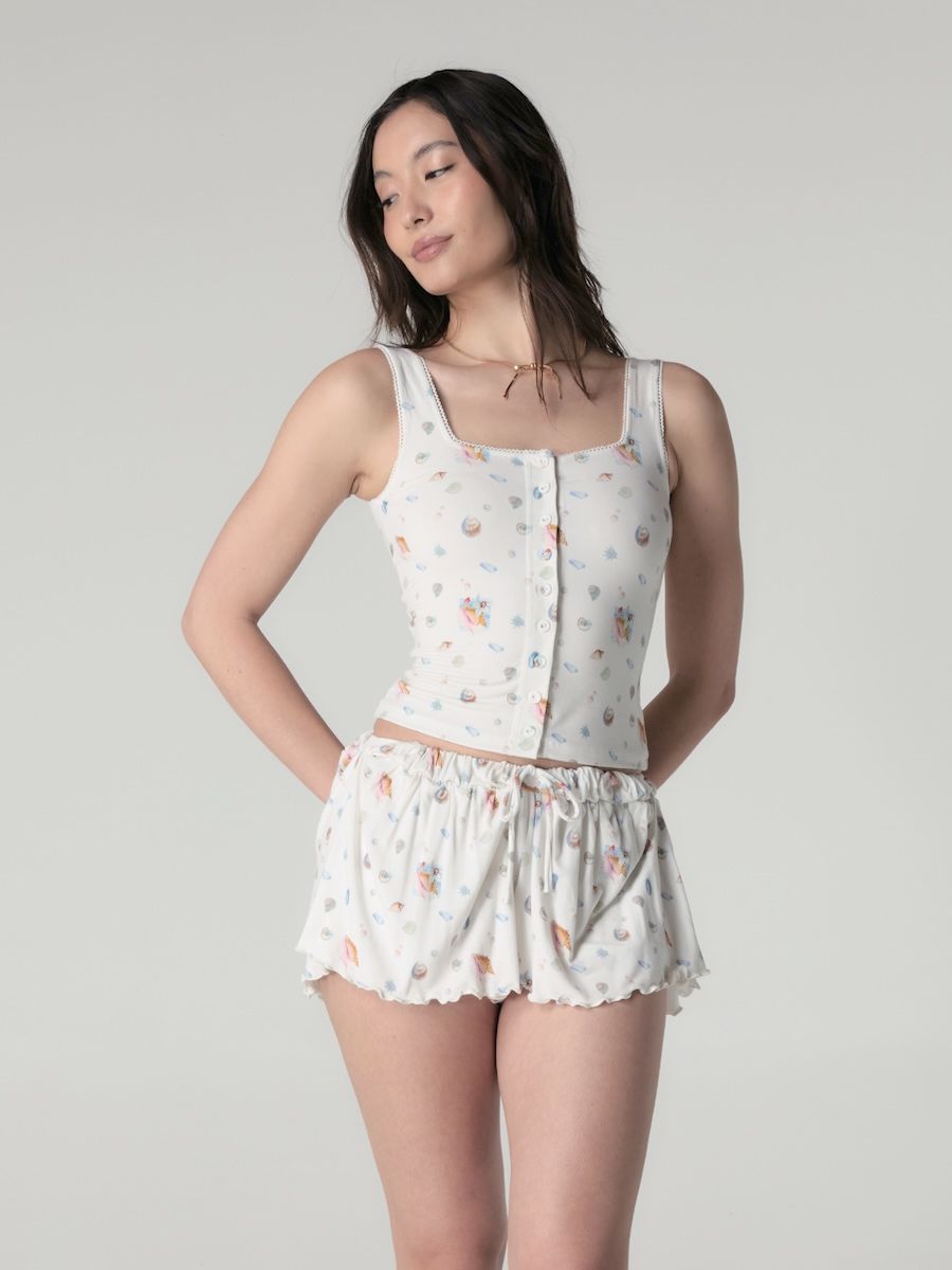 MUSINSA公式 | GLOWNY PURE MODAL BUTTON TANK (IVORY SHELL)
